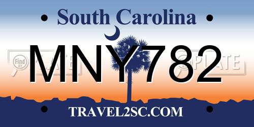 MNY782 South Carolina License Plate