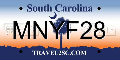 MNYF28 South Carolina License Plate