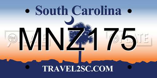 MNZ175 South Carolina License Plate