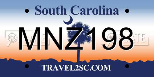 MNZ198 South Carolina License Plate