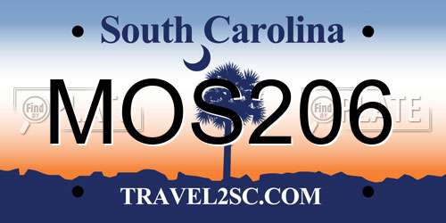 MOS206 South Carolina License Plate