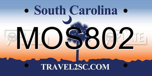 MOS802 South Carolina License Plate