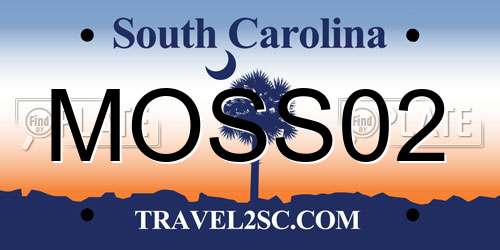 MOSS02 South Carolina License Plate