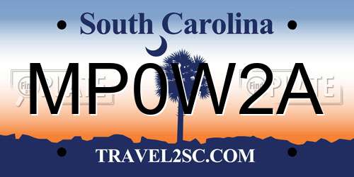MP0W2A South Carolina License Plate