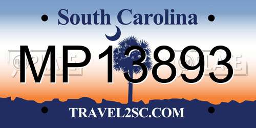 MP13893 South Carolina License Plate