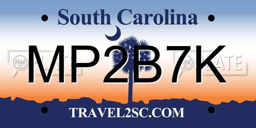 MP2B7K South Carolina License Plate