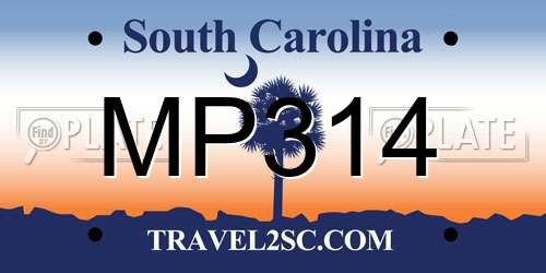MP314 South Carolina License Plate
