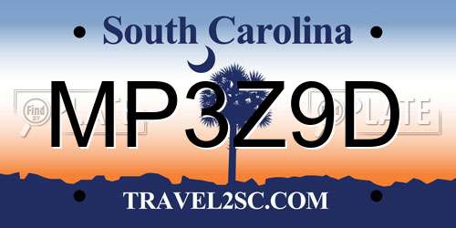 MP3Z9D South Carolina License Plate
