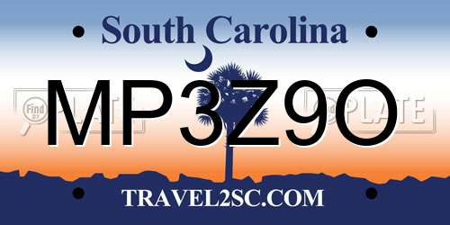 MP3Z9O South Carolina License Plate