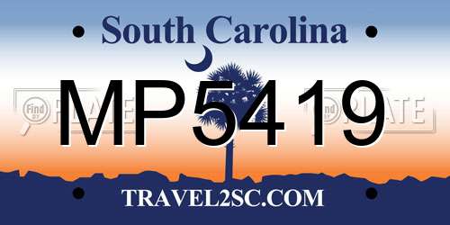 MP5419 South Carolina License Plate