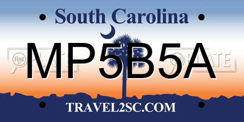 MP5B5A South Carolina License Plate