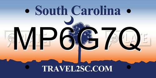 MP6G7Q South Carolina License Plate
