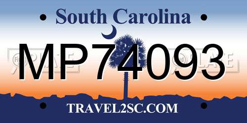 MP74093 South Carolina License Plate