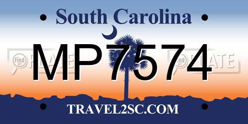 MP7574 South Carolina License Plate