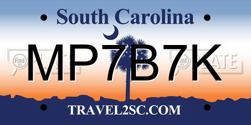 MP7B7K South Carolina License Plate