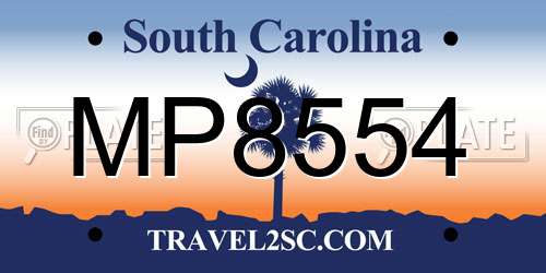 MP8554 South Carolina License Plate