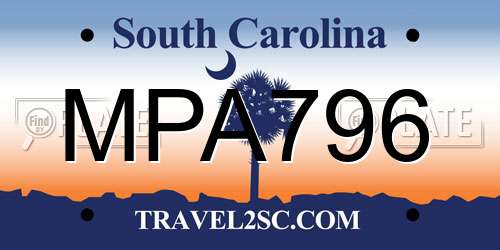 MPA796 South Carolina License Plate