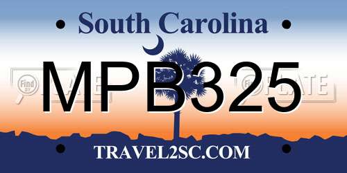 MPB325 South Carolina License Plate