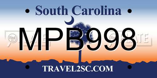 MPB998 South Carolina License Plate