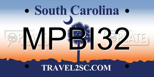 MPBI32 South Carolina License Plate