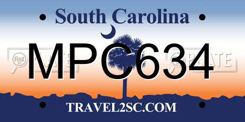 MPC634 South Carolina License Plate