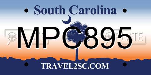 MPC895 South Carolina License Plate