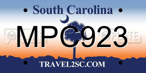MPC923 South Carolina License Plate