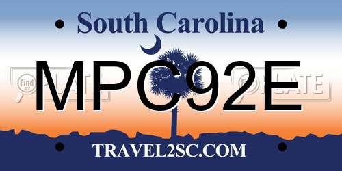 MPC92E South Carolina License Plate