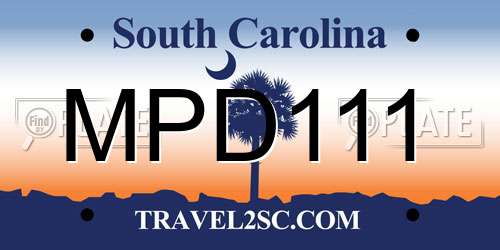 MPD111 South Carolina License Plate