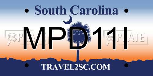MPD11I South Carolina License Plate