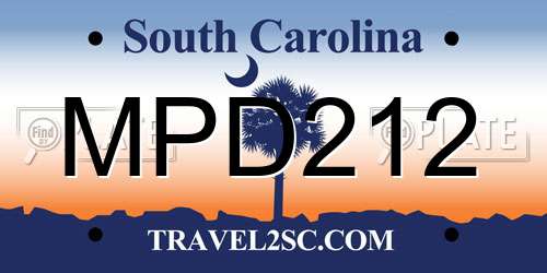 MPD212 South Carolina License Plate
