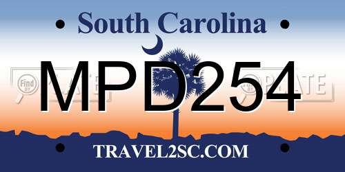 MPD254 South Carolina License Plate