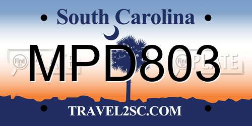 MPD803 South Carolina License Plate