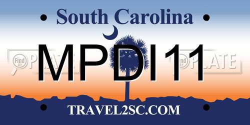 MPDI11 South Carolina License Plate