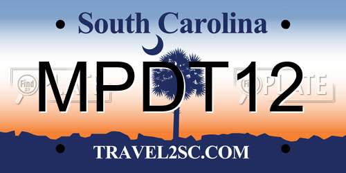 MPDT12 South Carolina License Plate