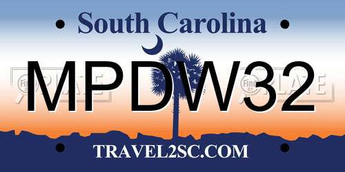 MPDW32 South Carolina License Plate