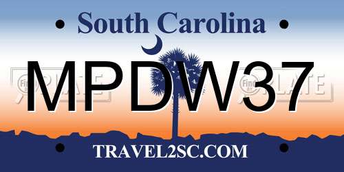 MPDW37 South Carolina License Plate