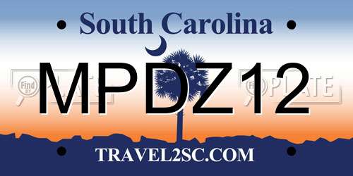 MPDZ12 South Carolina License Plate
