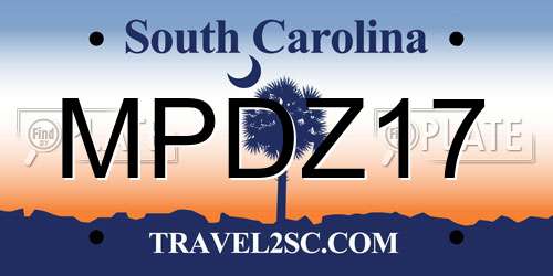 MPDZ17 South Carolina License Plate