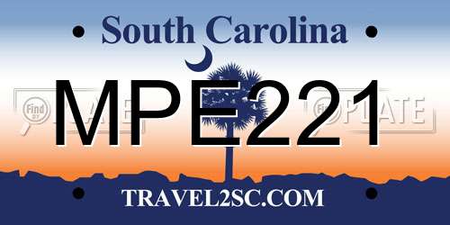 MPE221 South Carolina License Plate