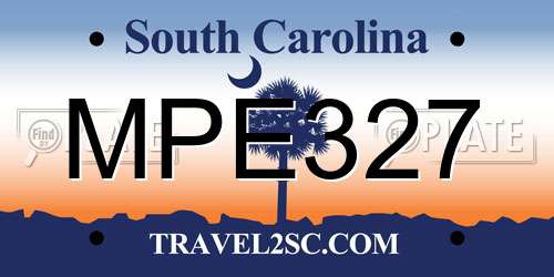 MPE327 South Carolina License Plate