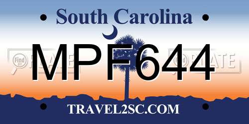 MPF644 South Carolina License Plate