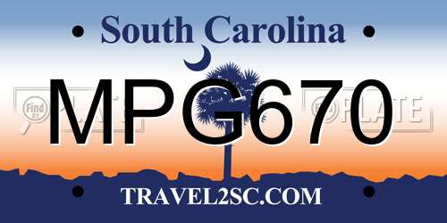 MPG670 South Carolina License Plate