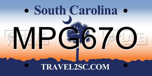 MPG67O South Carolina License Plate