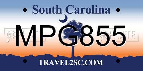 MPG855 South Carolina License Plate