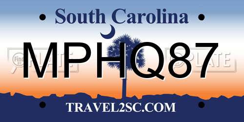 MPHQ87 South Carolina License Plate