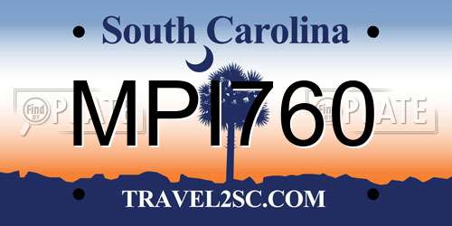 MPI760 South Carolina License Plate