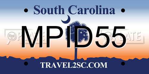 MPID55 South Carolina License Plate