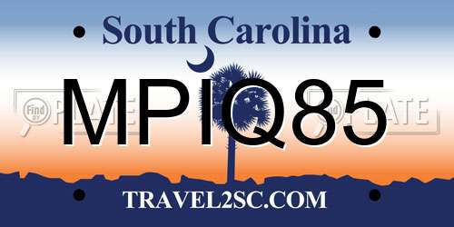 MPIQ85 South Carolina License Plate