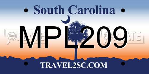 MPL209 South Carolina License Plate
